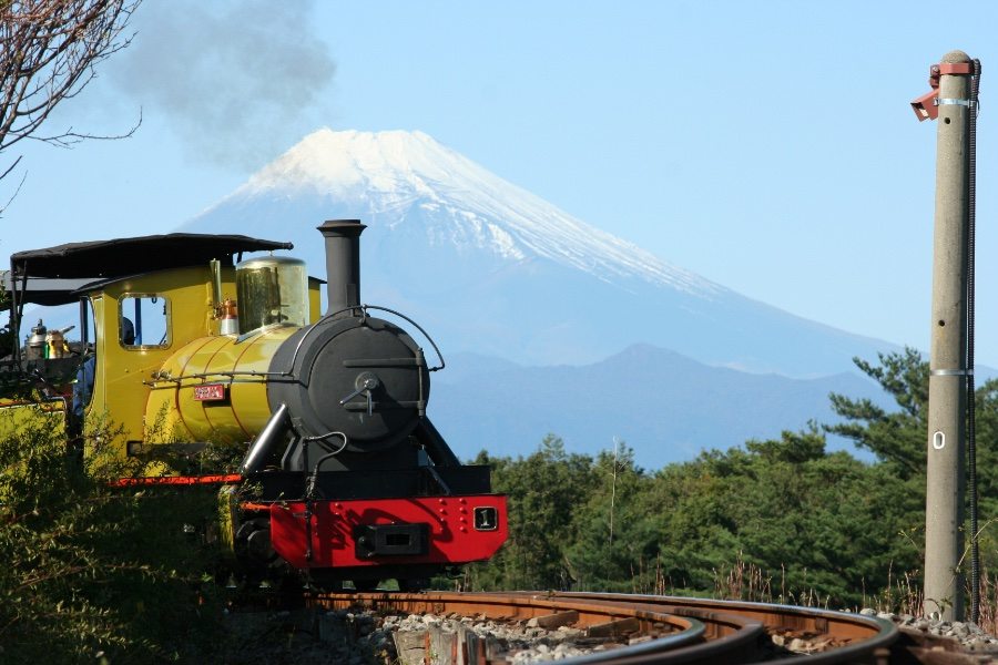ロムニー鉄道の背景には富士山の姿